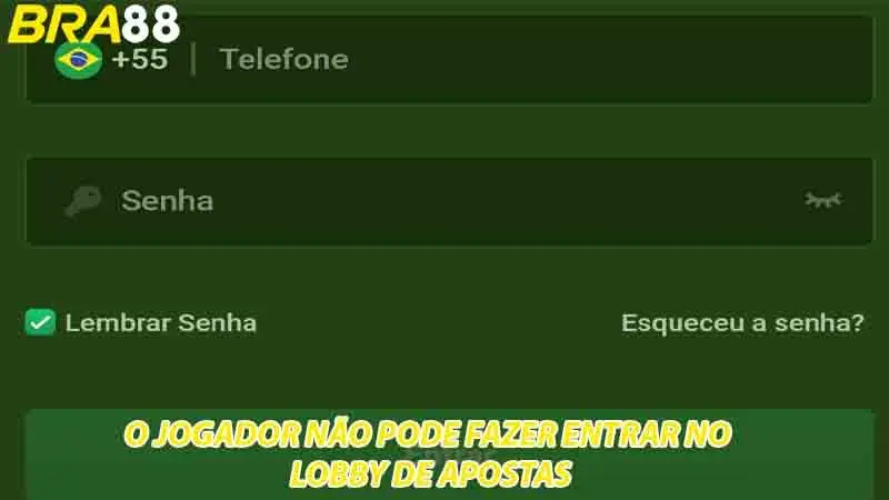O jogador não pode fazer entrar no lobby de apostas